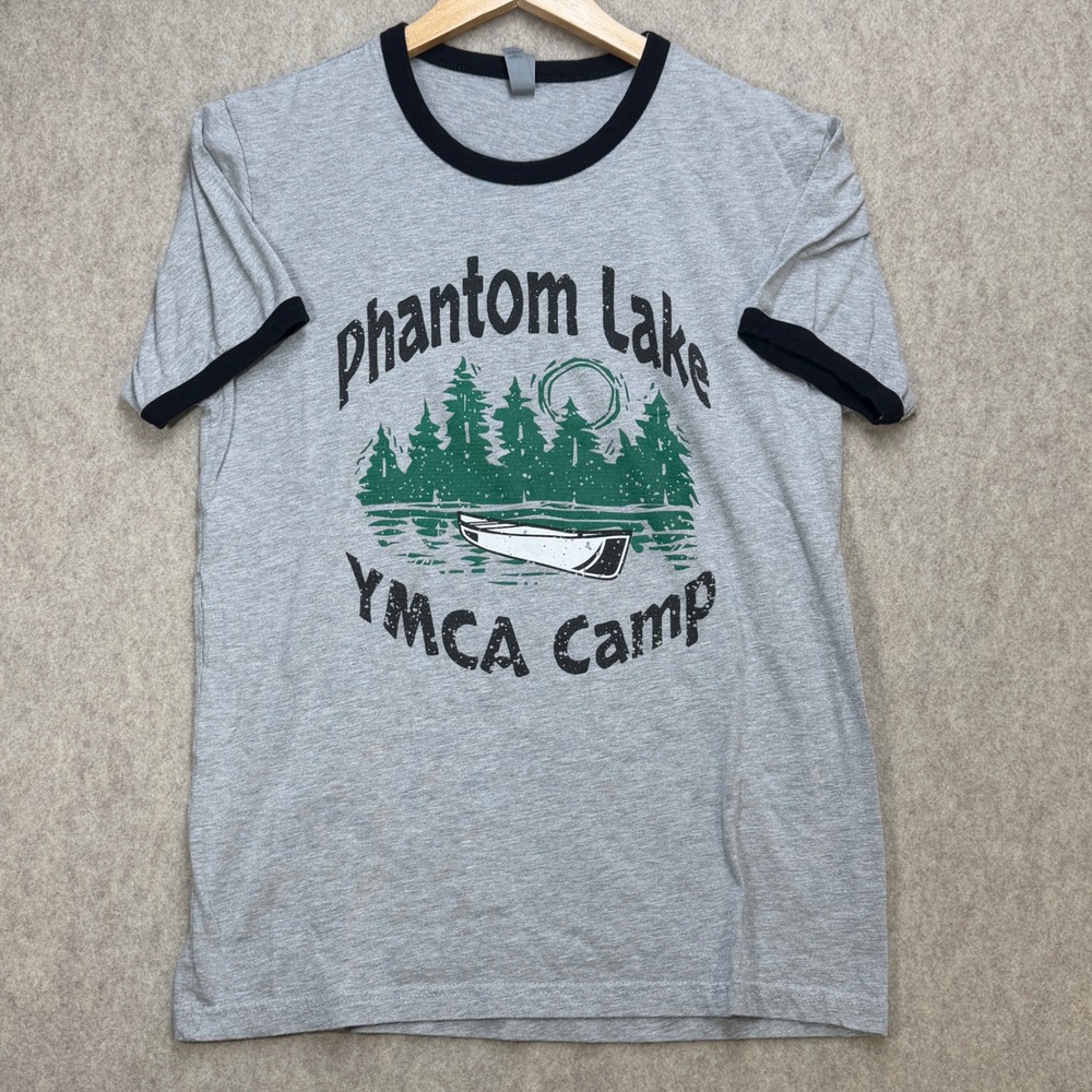 Next Level Apparel Gray Ringer Tee with Black Trim and Green Graphic